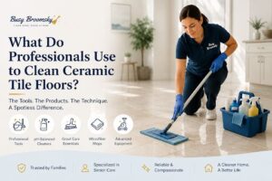 Professional cleaning equipment used to clean ceramic tile floors and grout